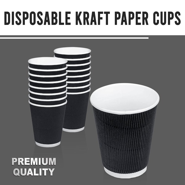 9 Oz. Ripple Wall Cups, Black, 20 Packs Of 45, 900PK